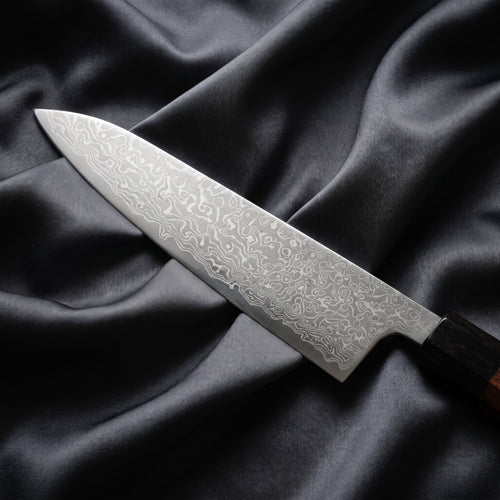 Samidare Petty Utility Knife · Damascus blade close-up