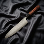 Samidare Santoku Knife · full blade on black silk