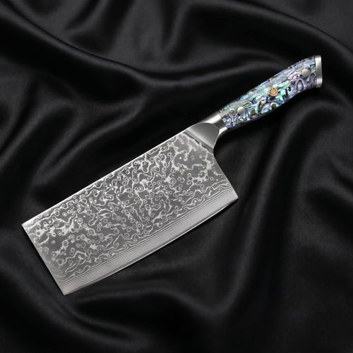Sazanami Cleaver Knife · full blade on black silk