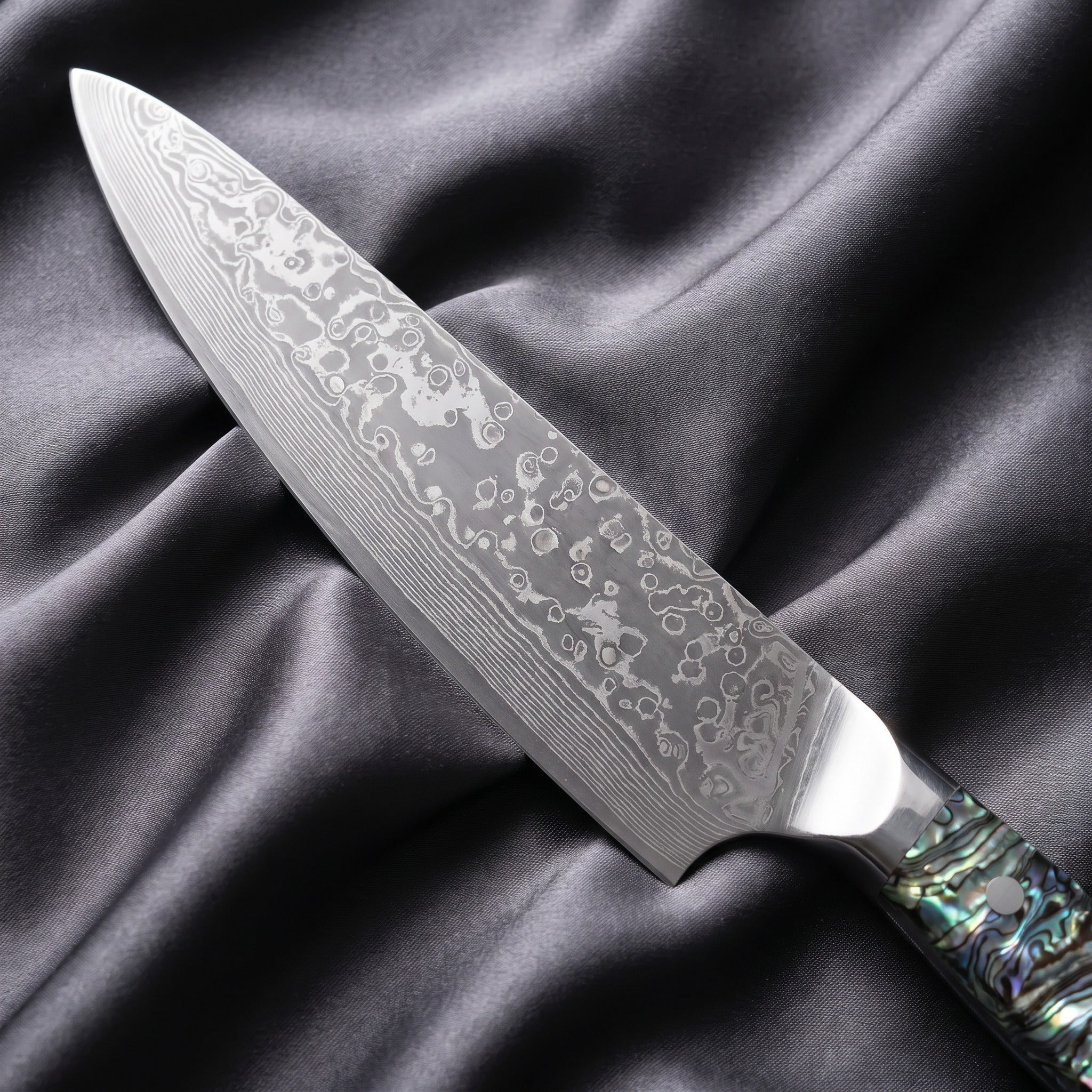 Sazanami Gyuto Chef Knife · Damascus blade close-up