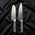 Sazanami Knife Duo (Gyuto & Santoku) · the full set on black silk