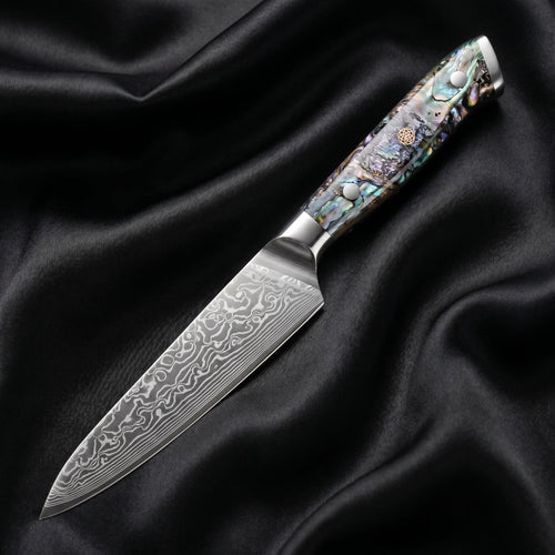 Sazanami Petty Utility Knife · full blade on black silk