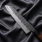 Shigure Kiritsuke Chef Knife · Damascus blade close-up