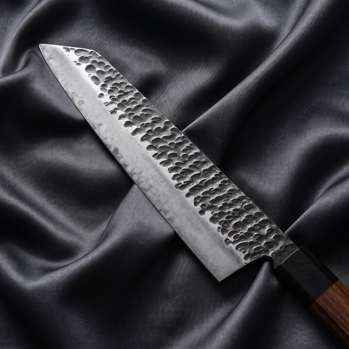 Shigure Kiritsuke Chef Knife · Damascus blade close-up