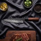 Shigure Knife Duo (Gyuto & Petty) · Gyuto on the cutting board