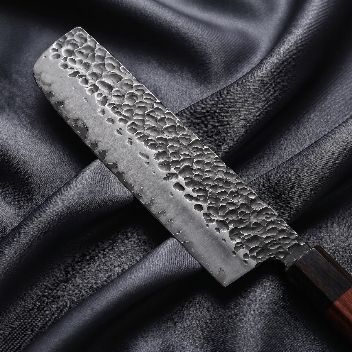 Shigure Nakiri Knife · Damascus blade close-up