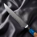 Shion Honesuki Boning Knife · Damascus blade close-up