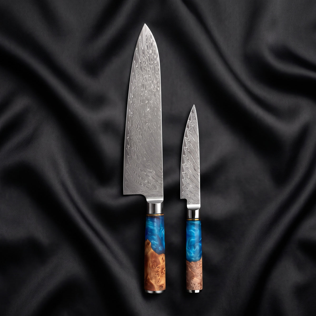 Shion Knife Duo (Gyuto & Petty) · the full set on black silk
