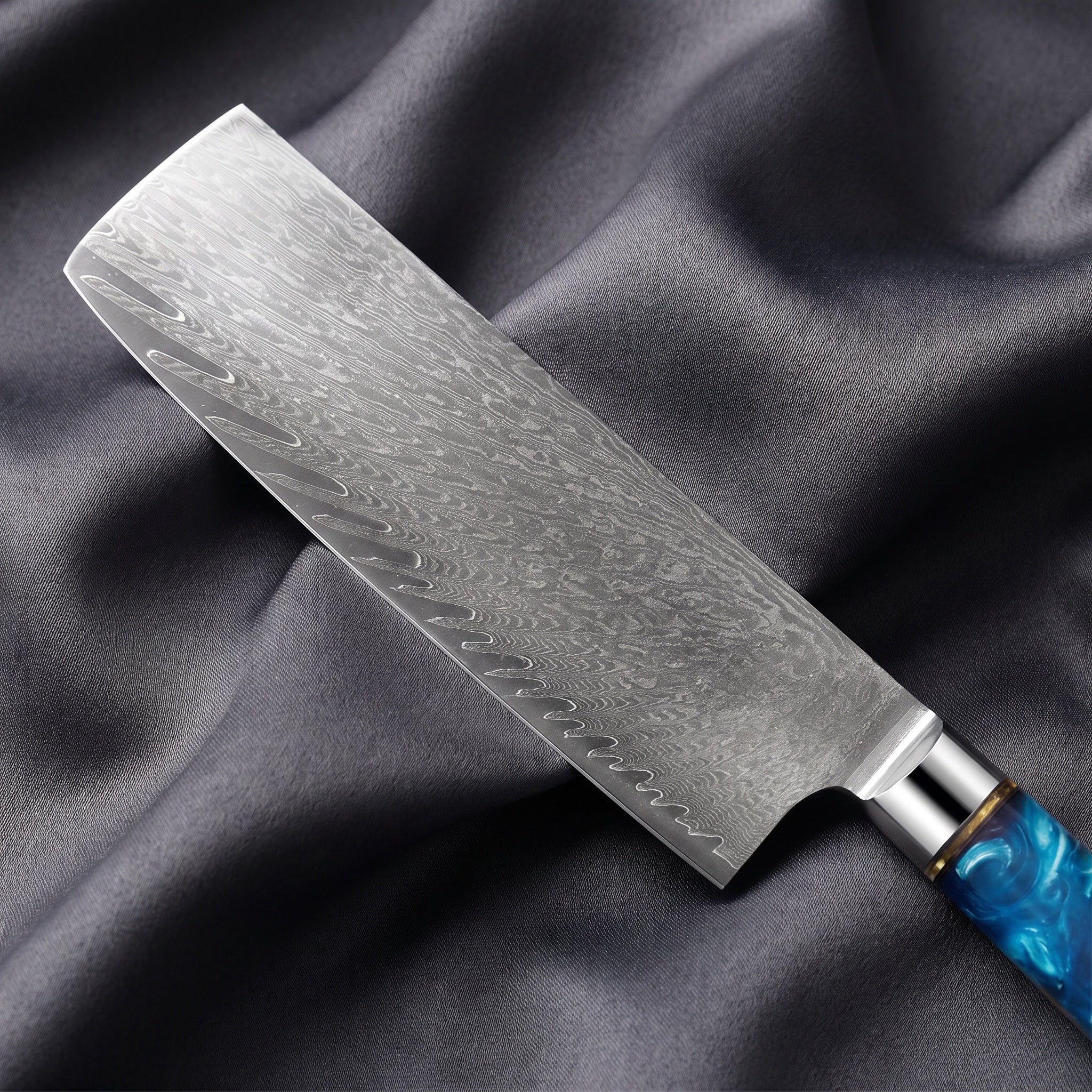 Shion Nakiri Knife · Damascus blade close-up