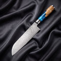 Shion Santoku Knife · full blade on black silk