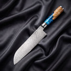 Shion Santoku Knife · full blade on black silk