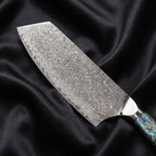 Shizuku Cleaver Knife · Damascus blade close-up