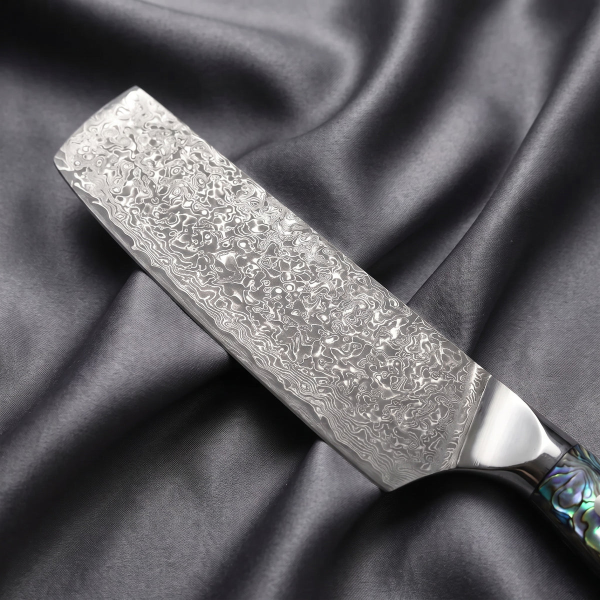 Shizuku Nakiri Knife · Damascus blade close-up