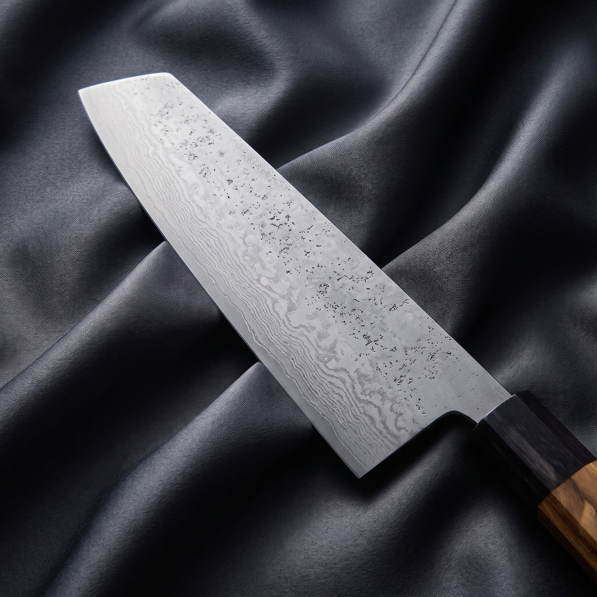 Sora Nakiri Vegetable Knife · Damascus blade close-up