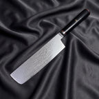 Tsurugi Nakiri Knife · full blade on black silk