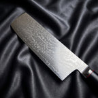Tsurugi Nakiri Knife · Damascus blade close-up