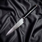 Tsurugi Petty Utility Knife · full blade on black silk