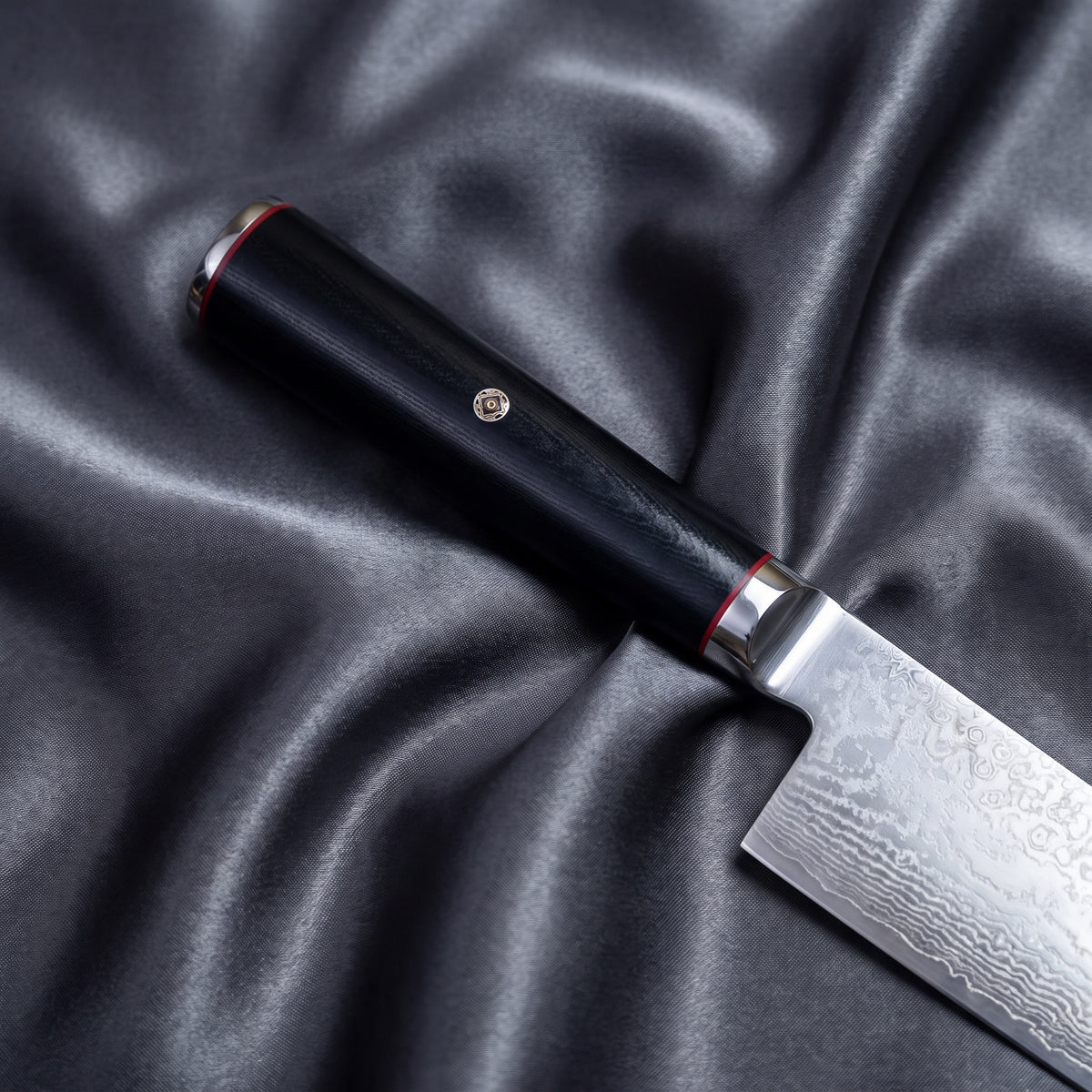 Tsurugi Santoku Knife · handle close-up